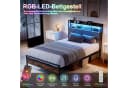 zebery Polsterbett mit LED-Beleuchtung und USB-Anschlüssen Grau Bild 4