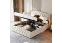 zebery Polsterbett mit Stauraum und Lattenrost Beige Samt Bild 1