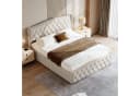 zebery Polsterbett mit Stauraum und Lattenrost Beige Samt Bild 2