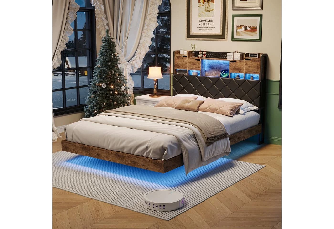 zebery Polsterbett 140x200 mit LED & USB Schwarz - Bild 2
