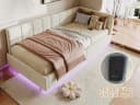 zebery Polsterbett 90x200 Beige Samt mit LED & USB Stauraum Bild 5