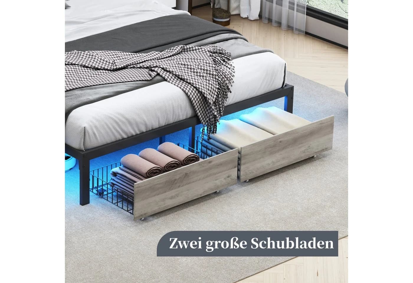 zebery Polsterbett mit LED, Stauraum & USB-Anschluss - Bild 5