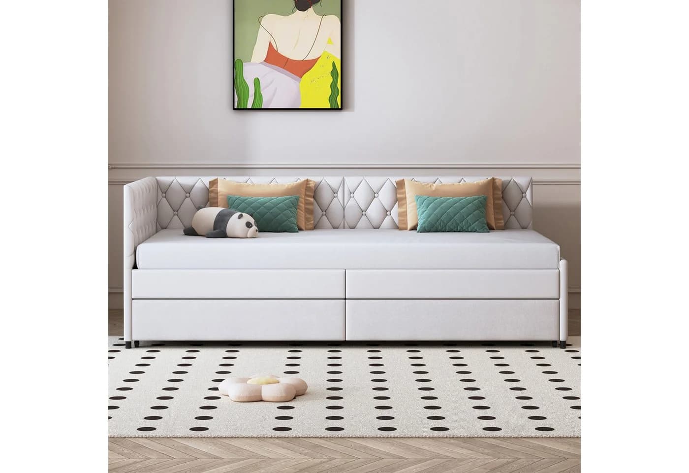 zebery Polsterbett Daybett Beige mit Ausziehbett