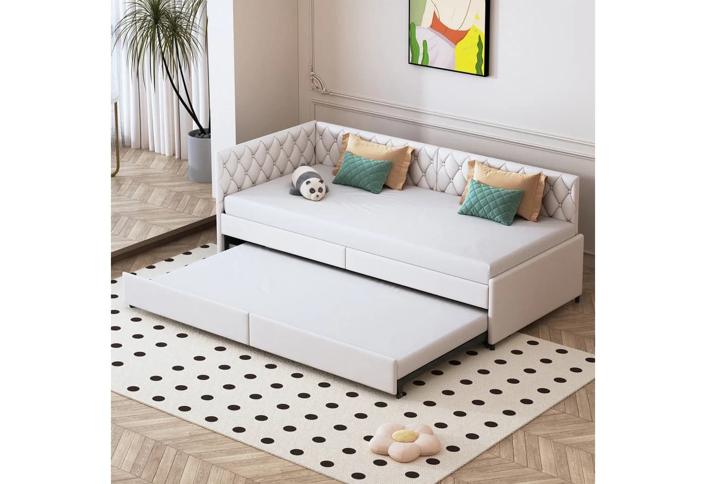 zebery Polsterbett Daybett Beige mit Ausziehbett - Bild 3