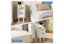 ADWOLT Nachttisch Weiß mit LED, USB & Steckdosen, 2 Schubladen Bild 5