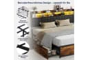 zebery Polsterbett Stauraumbett 180x200 Schwarz mit LED & Schubladen Bild 4