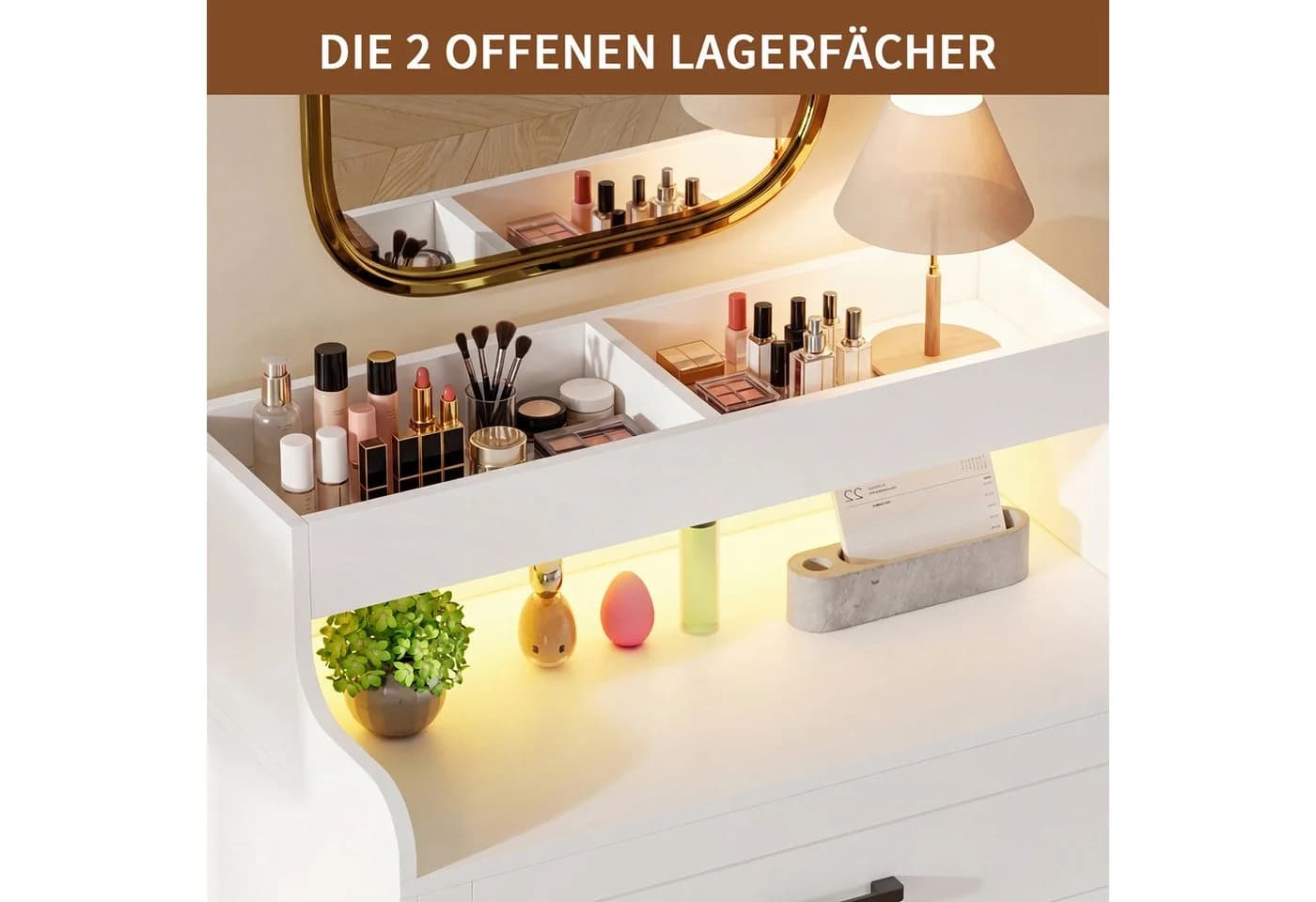 zebery Kommode 4 Schubladen weiß mit LED-Beleuchtung - Bild 5