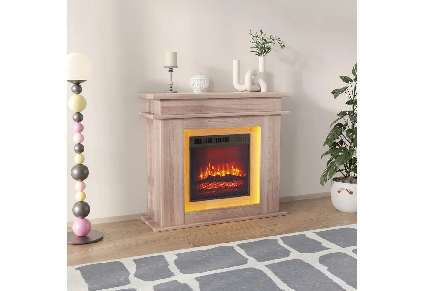 Furnishings Home Elektrokamin Standkamin mit 3D-Flammeneffekt und Heizung - Bild 2