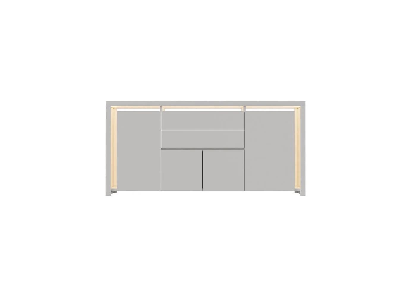 Gdood Sideboard mit 4 Türen, LED Hochglanz 160x35x75cm - Bild 3