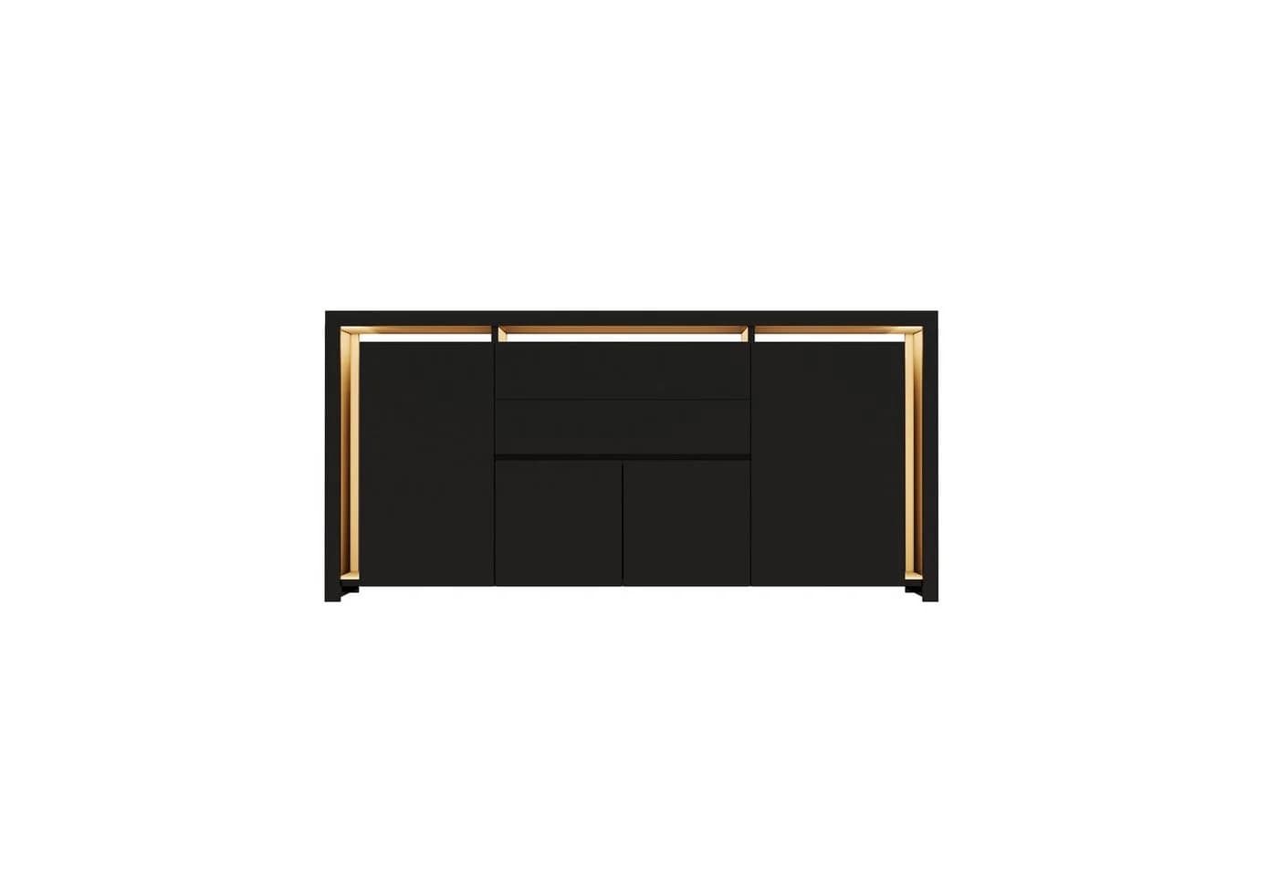 Gdood Sideboard mit 4 Türen LED Hochglanz Kommode Buffet - Bild 3