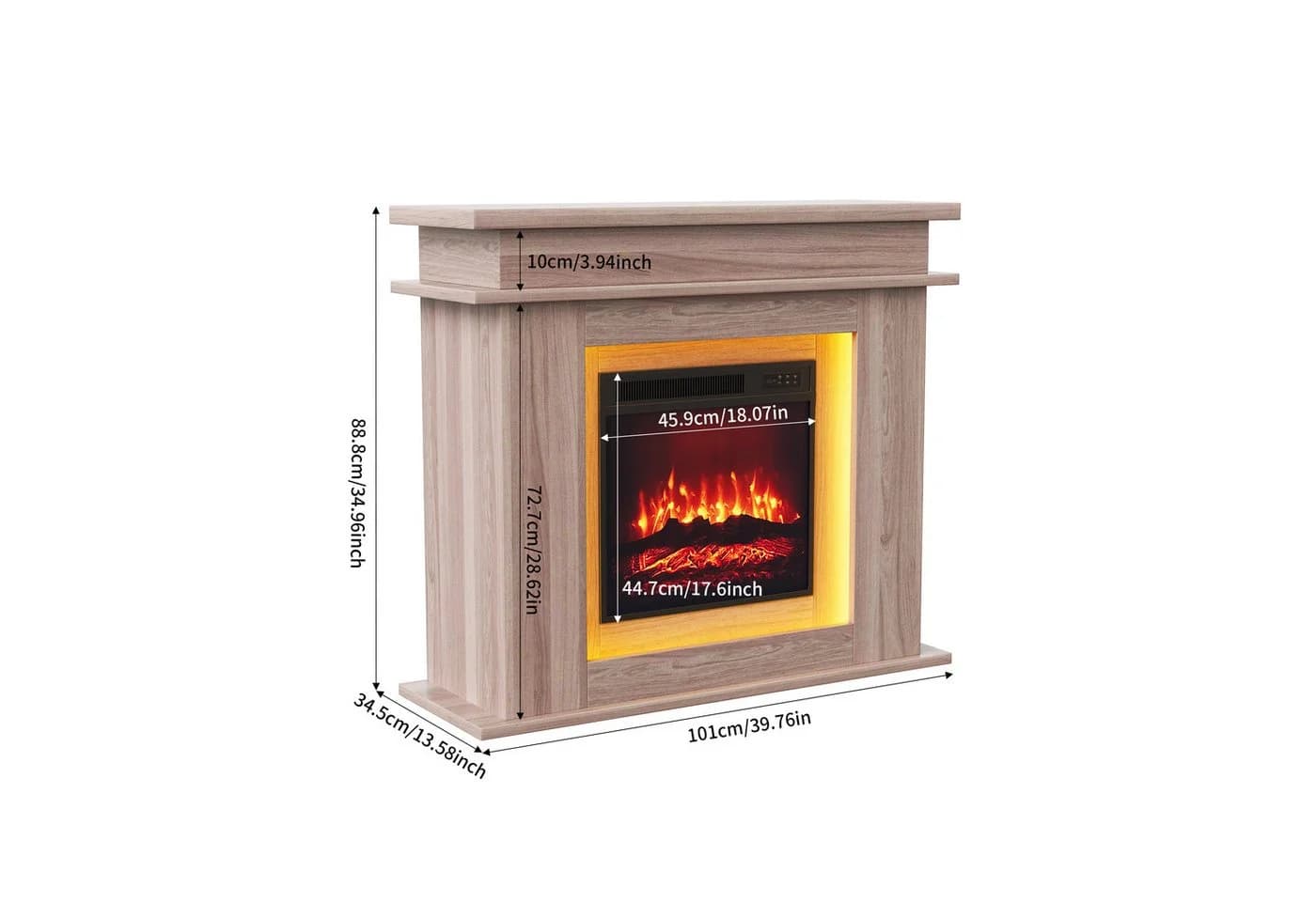 Gdood Elektrokamin mit Heizung 2000W, 3D LED Flammen, 12 Farben, Fernbedienung - Bild 3