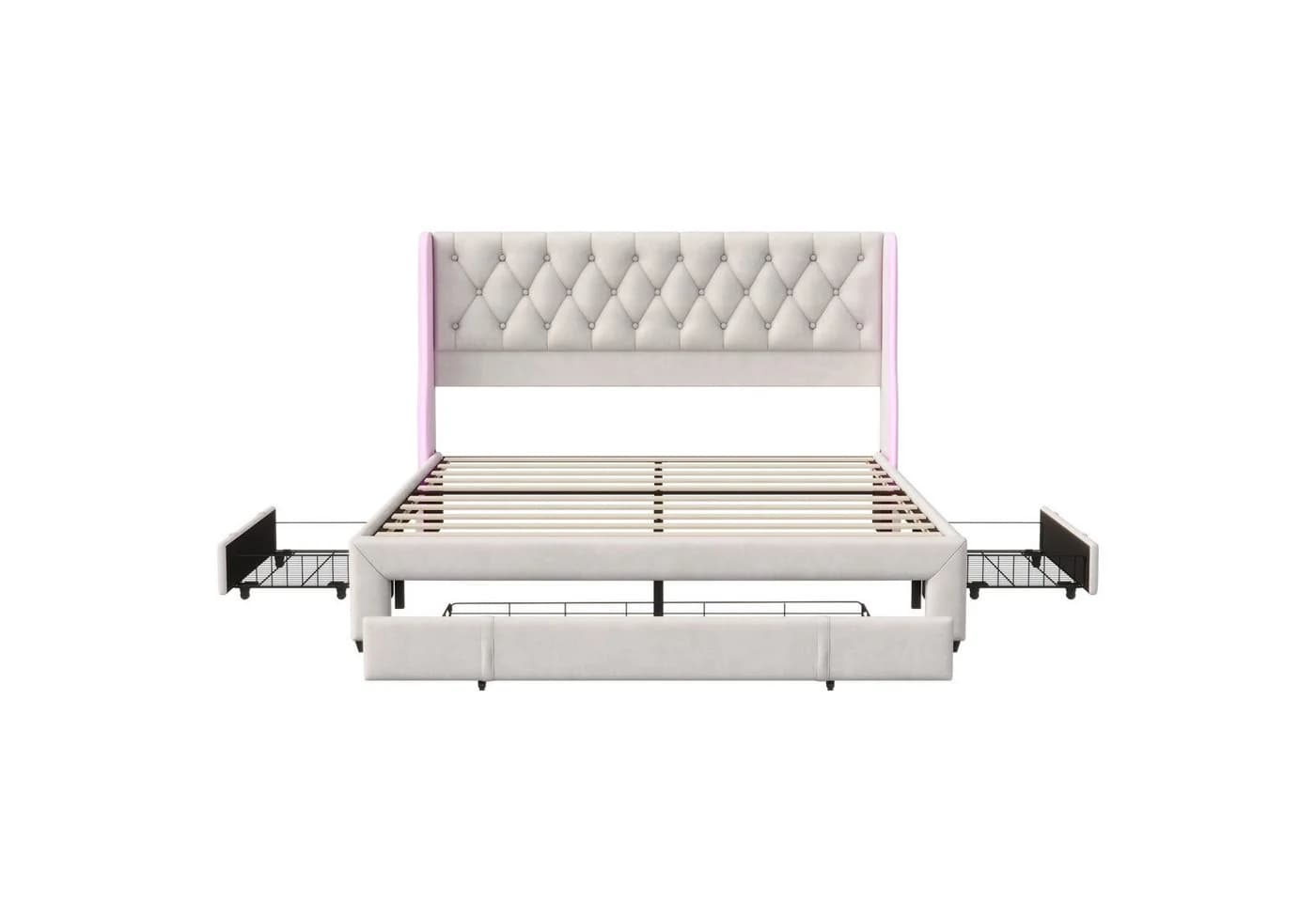 Furnishings Home Polsterbett Stauraumbett Doppelbett 160x200 cm mit LED-Beleuchtung und Samt - Bild 4