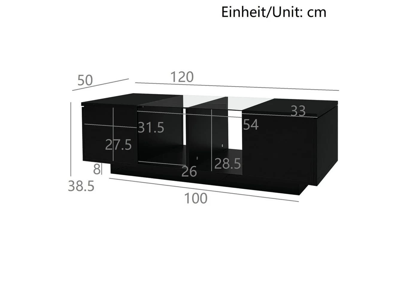 Furnishings Home Couchtisch Schwarz Hochglanz mit LED-Beleuchtung und Glasplatte - Bild 5