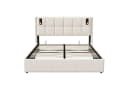 Gdood Polsterbett 140x200 cm Beige Samt Stauraum LED Bild 1