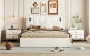 Gdood Polsterbett 140x200 cm Beige Samt Stauraum LED Bild 5