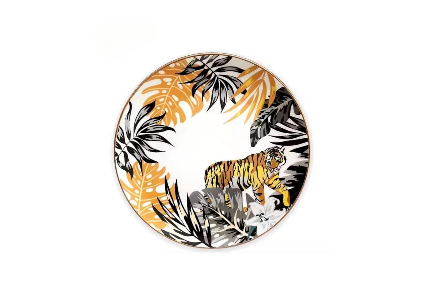 Quality Elegance Geschirrset 6-tlg. Knochenporzellan Tiger & Pfau Design - Bild 3