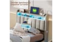 ADWOLT Polsterbett mit LED, Stauraum & USB Grau Samt Bild 1