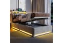 ADWOLT Polsterbett mit LED, Stauraum & USB Grau Samt Bild 5