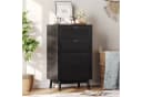 FUROKOY Kommode Sideboard mit 4 Schubladen Schwarz Rattan-Optik Bild 1