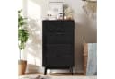 FUROKOY Kommode Sideboard mit 4 Schubladen Schwarz Rattan-Optik Bild 2