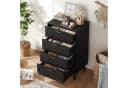 FUROKOY Kommode Sideboard mit 4 Schubladen Schwarz Rattan-Optik Bild 3