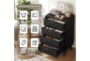 FUROKOY Kommode Sideboard mit 4 Schubladen Schwarz Rattan-Optik Bild 4