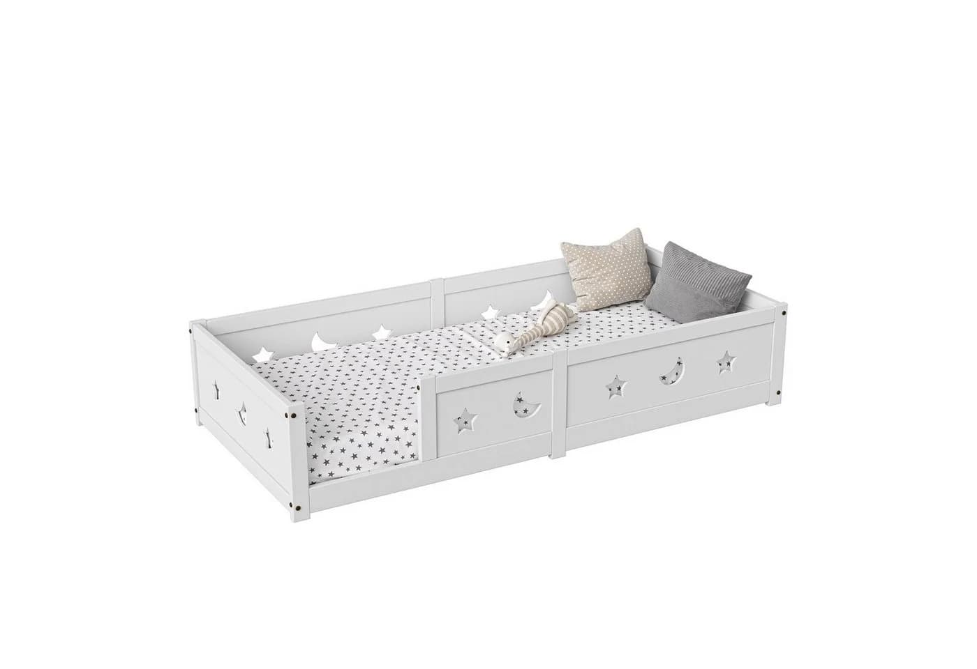 FUROKOY Kinderbett Bodenbett 90x200 Weiß Kiefer - Bild 2