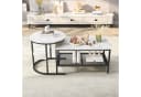 FUROKOY Couchtisch 2er Set Schwarz Marmoroptik Runder Quadratischer Tisch Bild 2