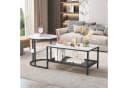 FUROKOY Couchtisch 2er Set Schwarz Marmoroptik Runder Quadratischer Tisch Bild 3