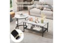 FUROKOY Couchtisch 2er Set Schwarz Marmoroptik Runder Quadratischer Tisch Bild 5