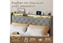 ADWOLT Polsterbett mit Stauraum, LED & USB-Anschluss Grau Bild 1