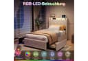 FUROKOY Stauraumbett Polsterbett 90x200cm Beige mit 2 Schubladen Bild 3