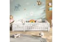 FUROKOY Kinderbett Bodenbett Weiß Massivholz mit Rausfallschutz Bild 1