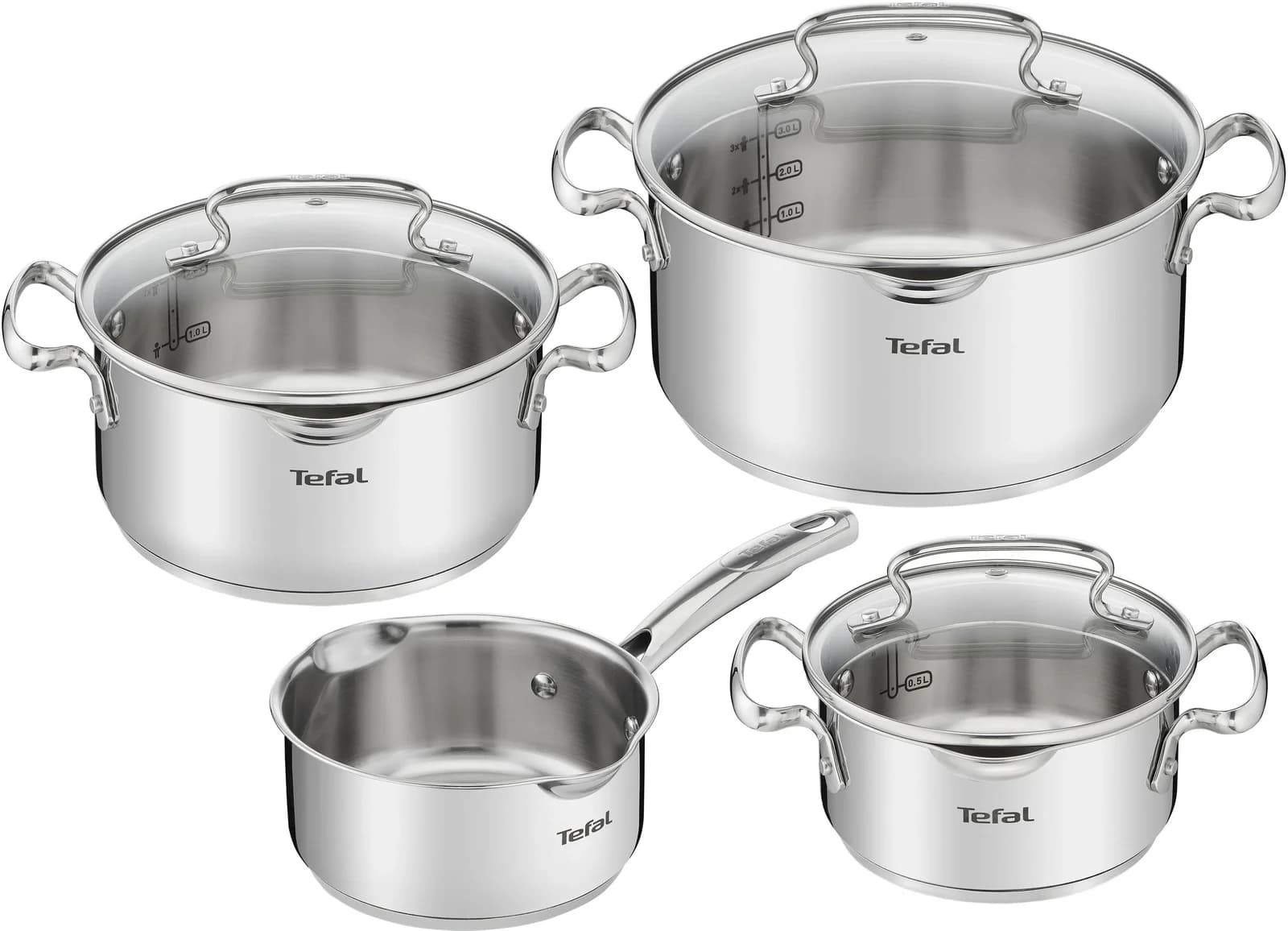 TEFAL Duetto+ G719S7 Topf-Set 7-tlg. Grau Edelstahl Induktion