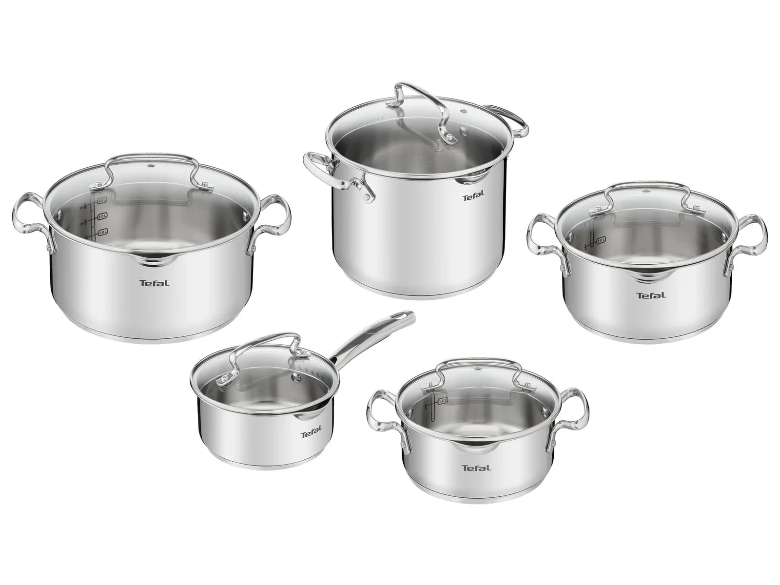 Tefal Duetto+ Kochtopf-Set Edelstahl mit Glasdeckel Induktion