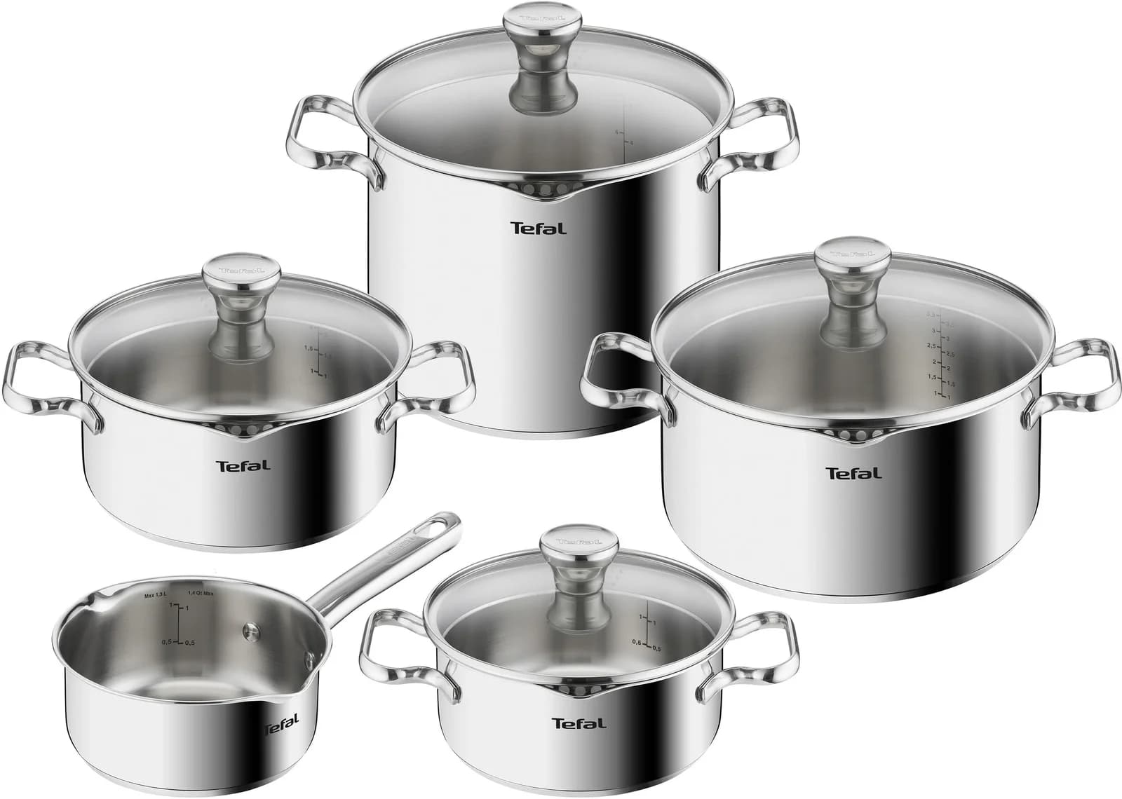 TEFAL Duetto Induktion Topf-Set 9-tlg. Silber Edelstahl