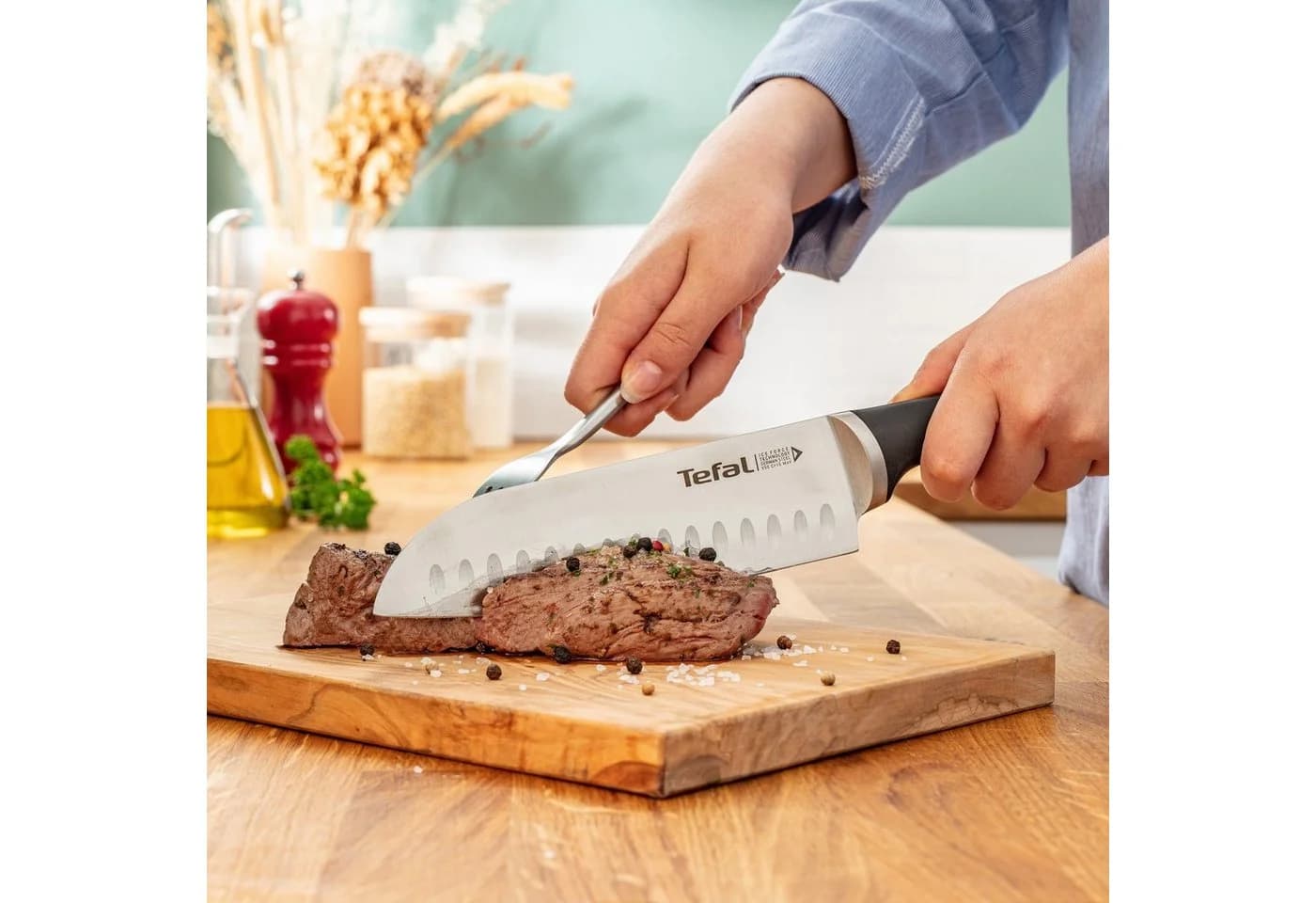 TEFAL Ice Force Messer-Set 3-tlg. Edelstahl Schwarz