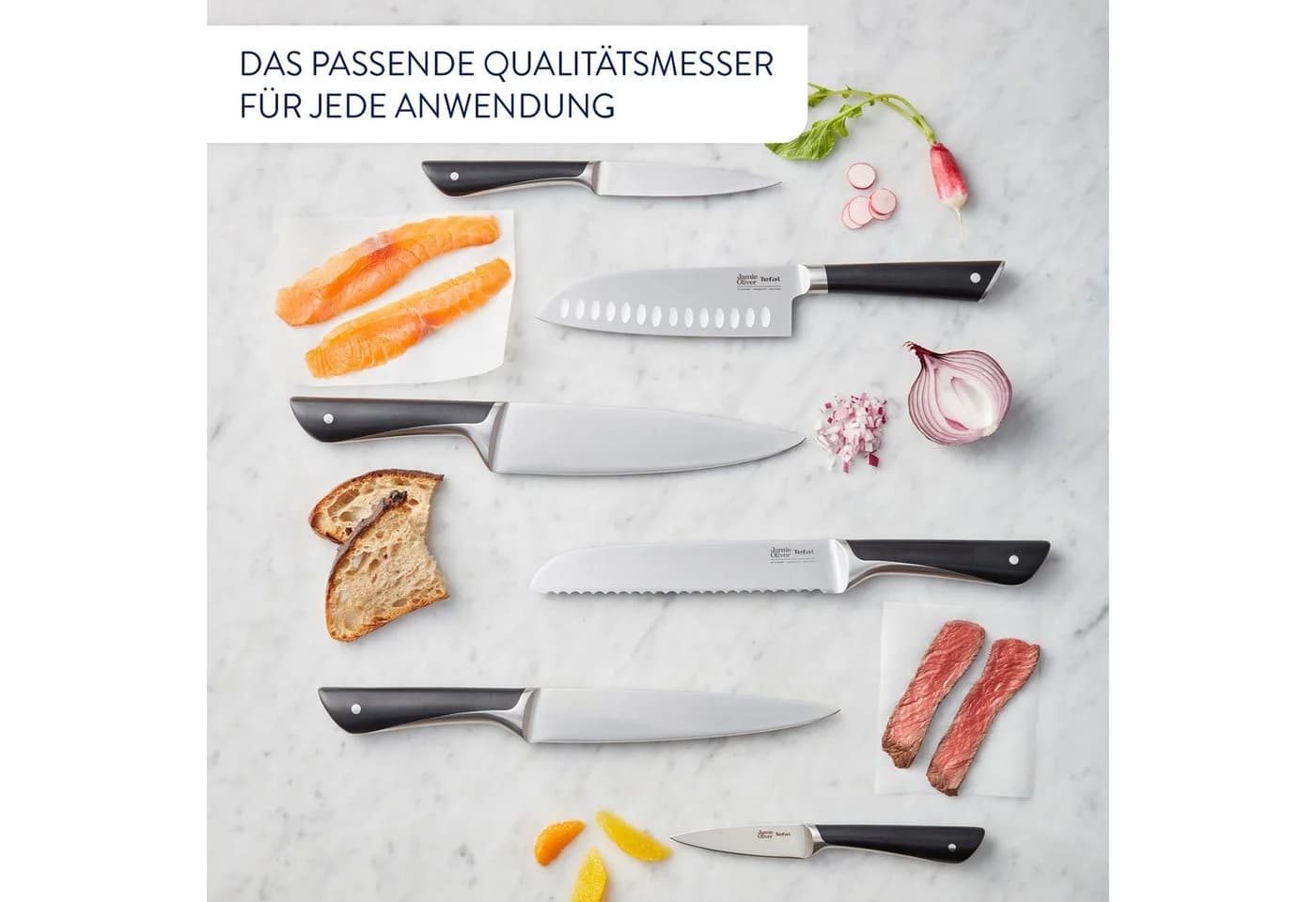 Messer-Set TEFAL Jamie Oliver 3-tlg. Schwarz/Grau Edelstahl
