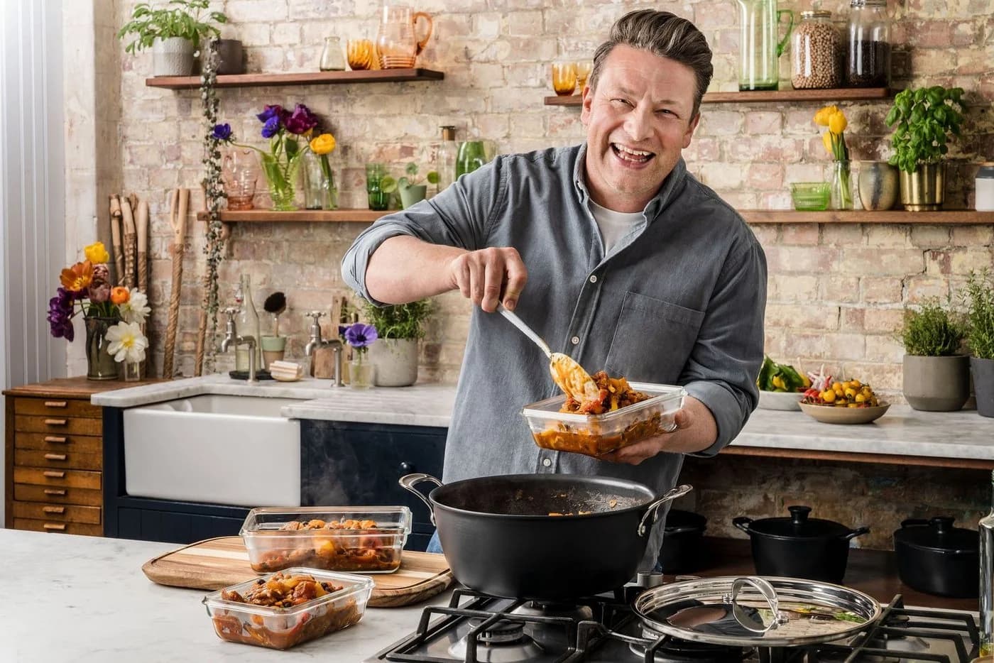 Tefal Kochtopf Jamie Oliver Batch-Cooking Set Induktion 30 cm