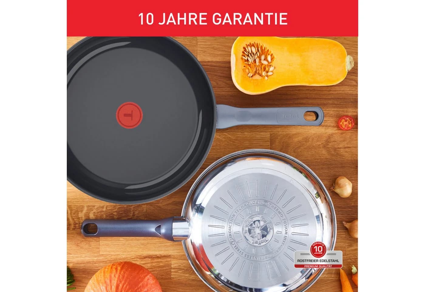 TEFAL Pfannen-Set Duetto On Edelstahl Schwarz Antihaftbeschichtung Induktion - Bild 3