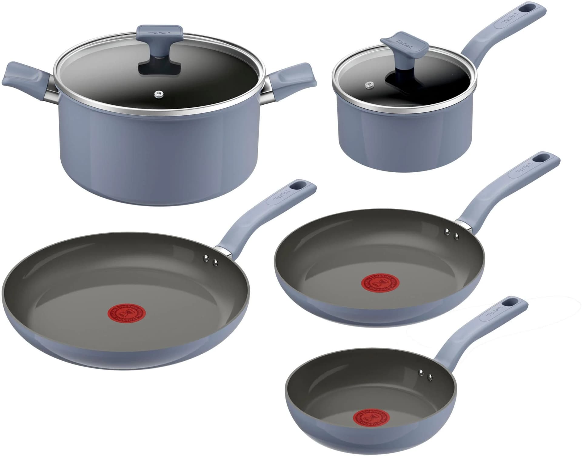 Tefal Cera Color Pfannen-Set 5-tlg. Keramik Antihaft blau grau