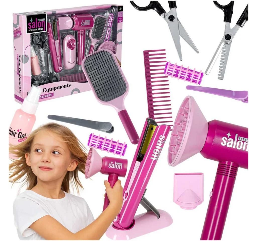 Ikonka Kinder Frisör-Set 15-teilig mit Haartrockner und Glätteisen - Bild 2