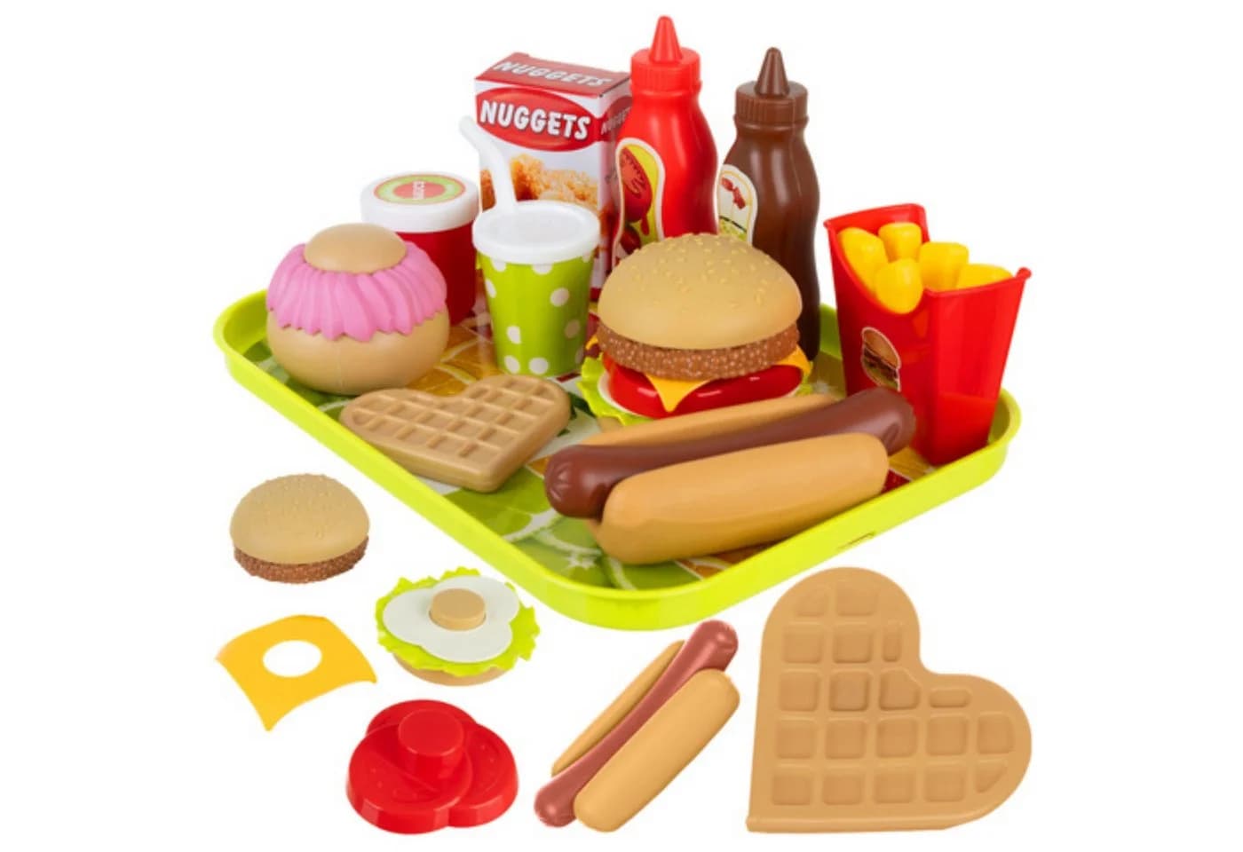 KRUZZEL Fast Food Spielzeug Set 26 Teile Burger Pommes Kinderküche - Bild 2