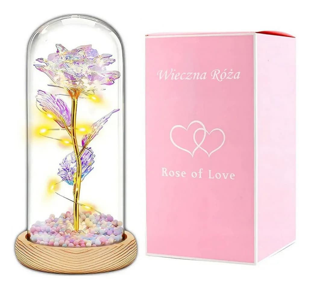 AMORE MIO LED Rose mit Kuppel & Holzsockel warmweiß - Bild 2