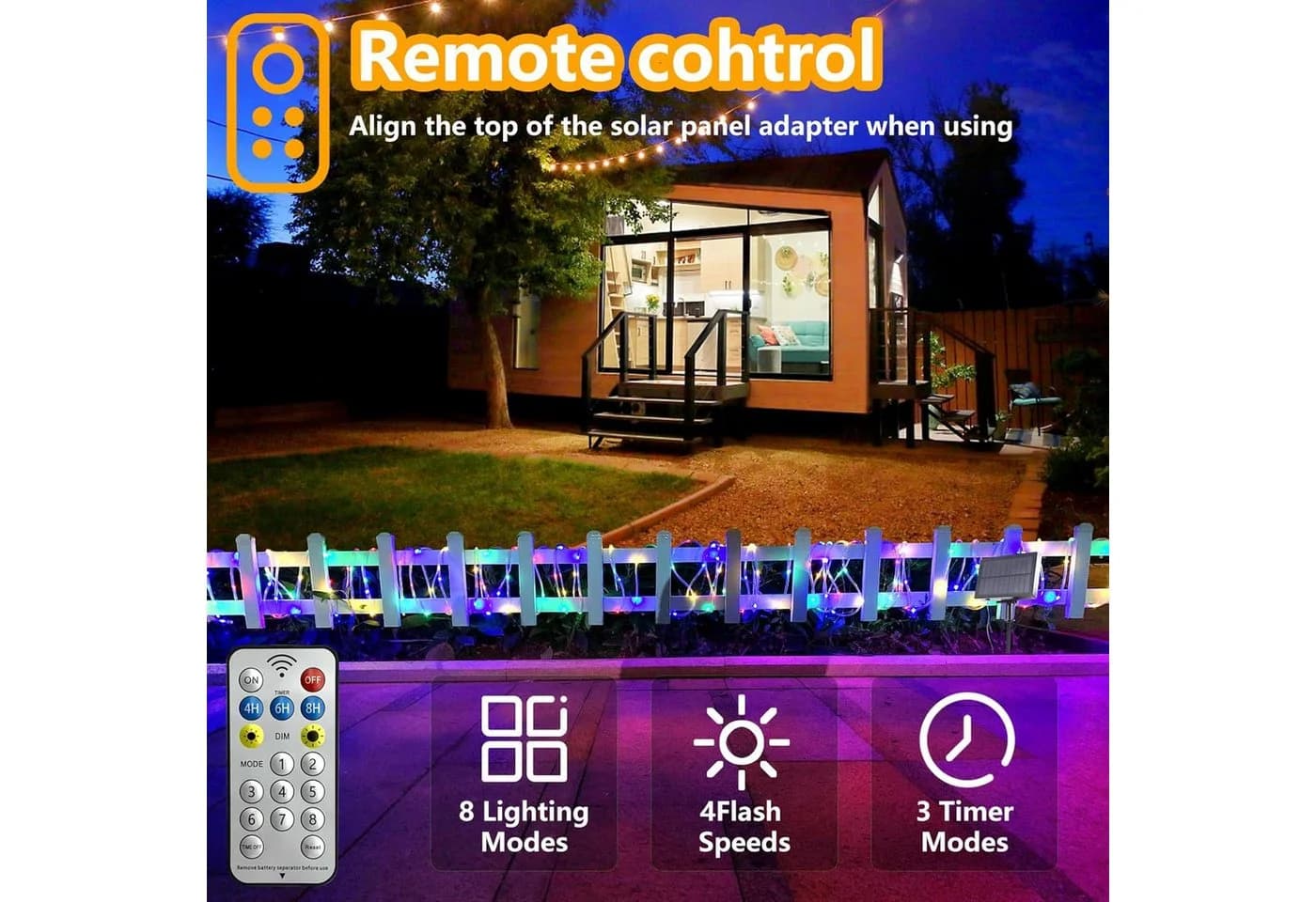 GLPE LED Solarleuchte Solar Lichterkette Outdoor 20 m 200 LED RGB - Bild 3