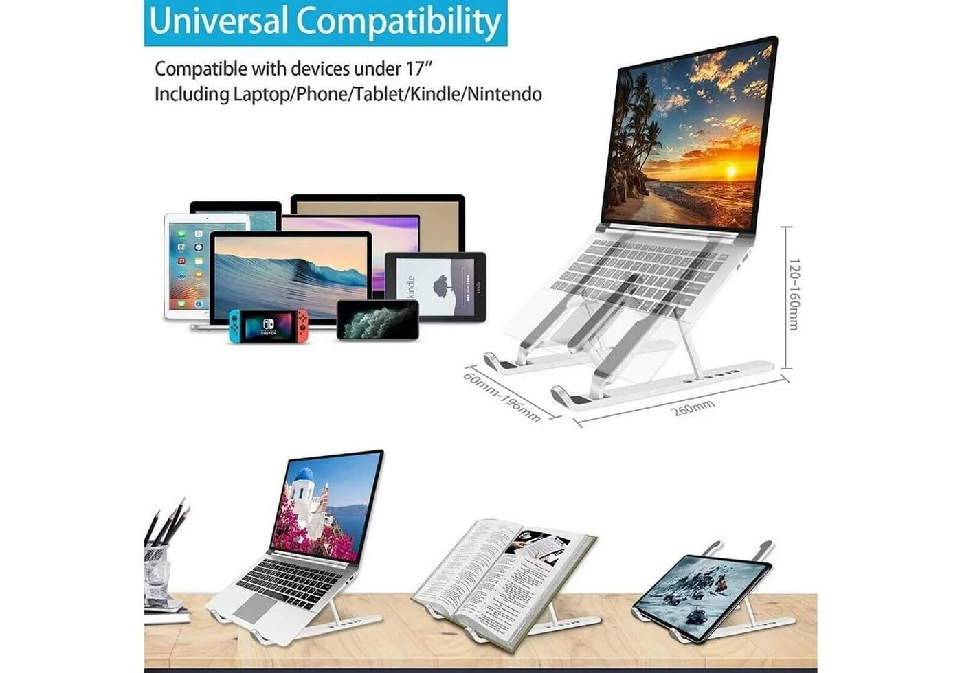 JPARR Faltbarer Laptop-Ständer 6 Winkel Tragbar - Bild 5