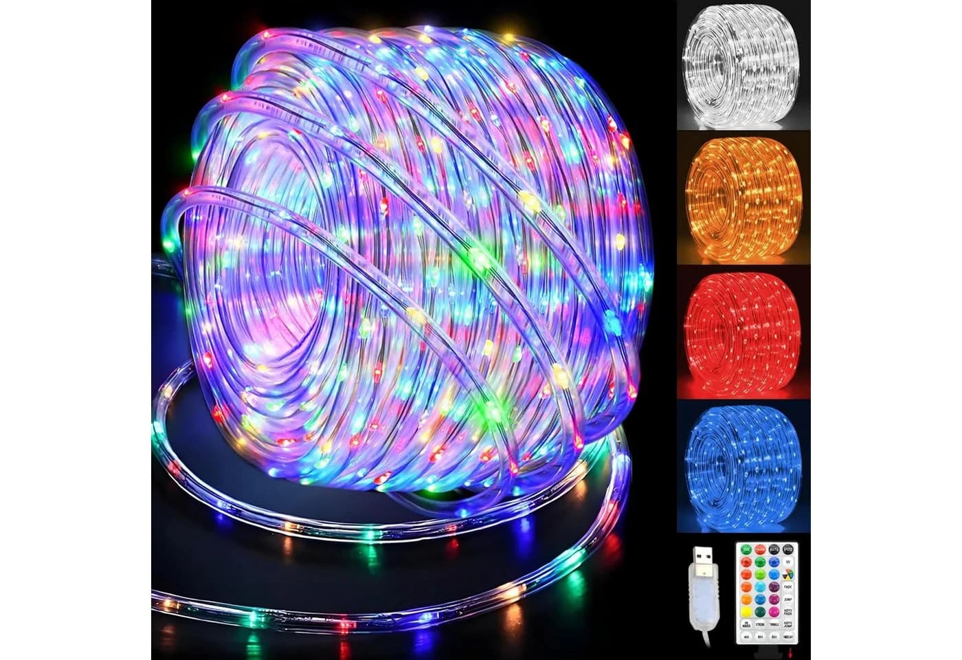 GLPE LED-Lichterkette 2x 10m 100LED RGB IP65 Außen Innen Fernbedienung - Bild 2