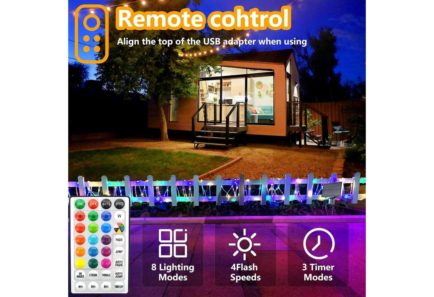 GLPE LED-Lichterkette 2x 10m 100LED RGB IP65 Außen Innen Fernbedienung - Bild 4