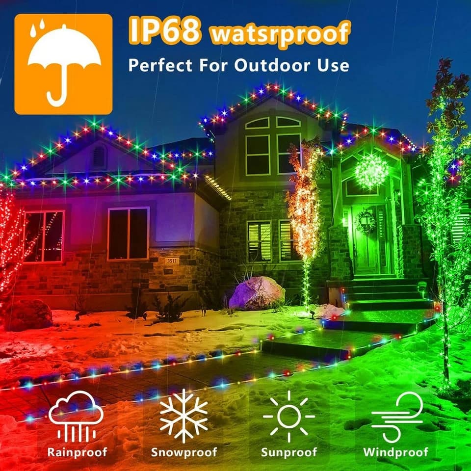 GLPE LED-Lichterkette 2x 10m 100LED RGB IP65 Außen Innen Fernbedienung - Bild 5
