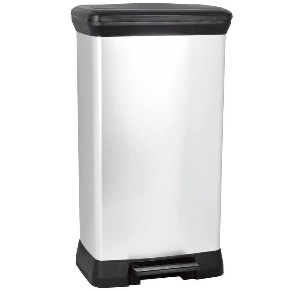 Curver Deco Bin Metallics 240643 Mülleimer 50 L Silber Schwarz - Bild 2